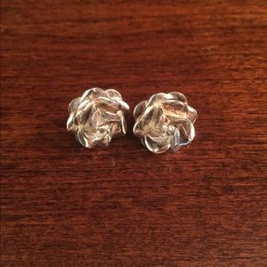 Sterling Silver 925 Flower Stud Earrings